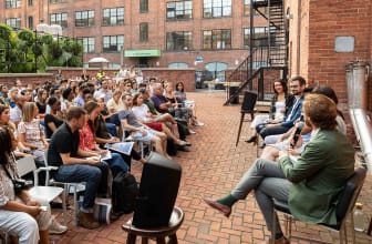 Panel on the BrainStation patio