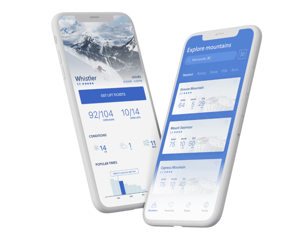 UX design project showing mountain visual from app mock up